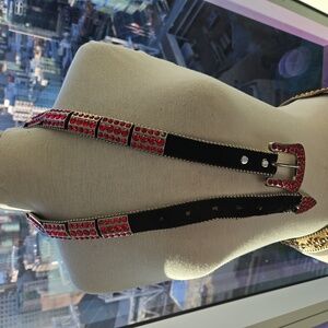 BB Simon Crystal,leather and mosaic authentic belt.